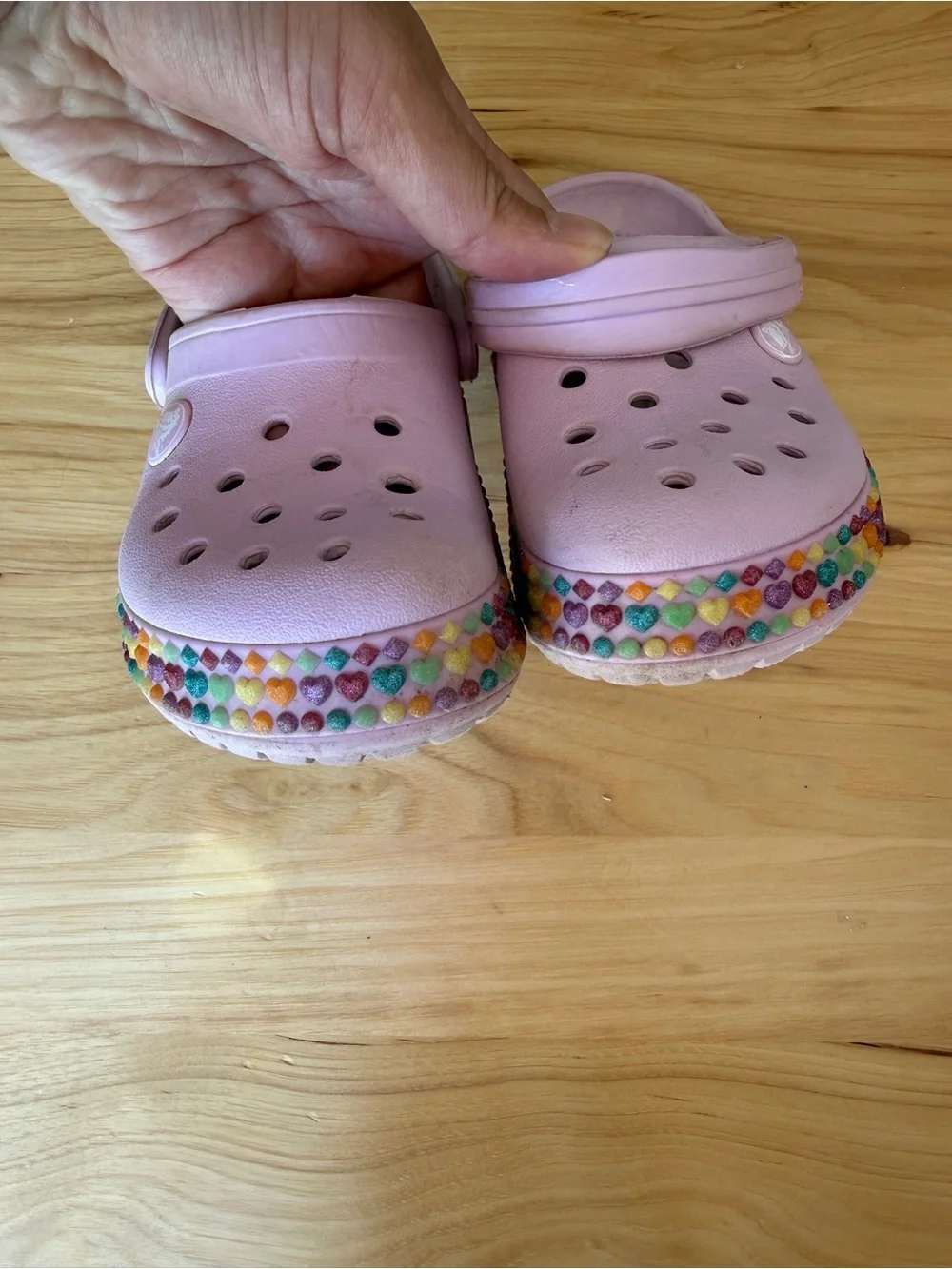 Toddler Girl Crocs with Rainbow Trim